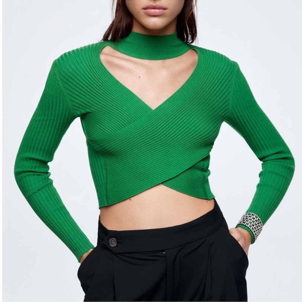 {ZARA} Crisscross Knit Crop